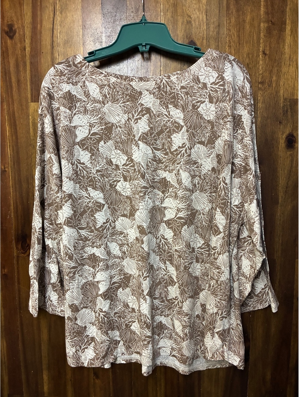 J.Jill XL Seashell Print Linen Blend Tunic Top Coastal Grandmother Beachy